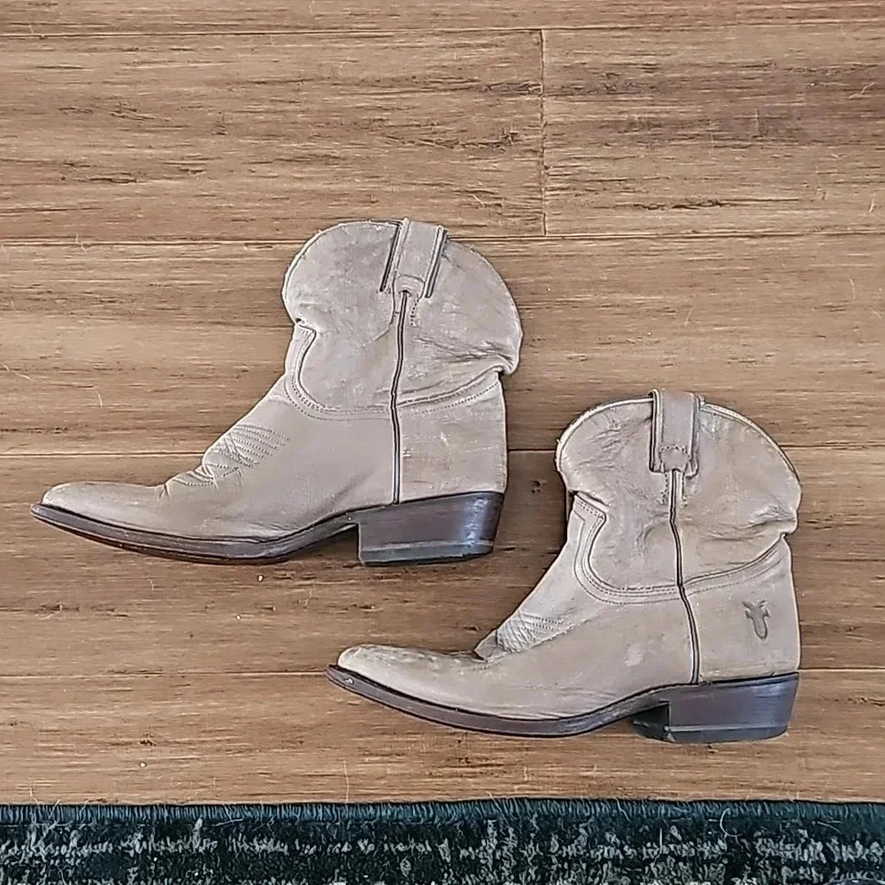 Frye grey distressed ankle boots